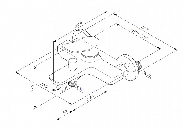 Смеситель для ванны с душем AM.PM X-Joy F85A10000