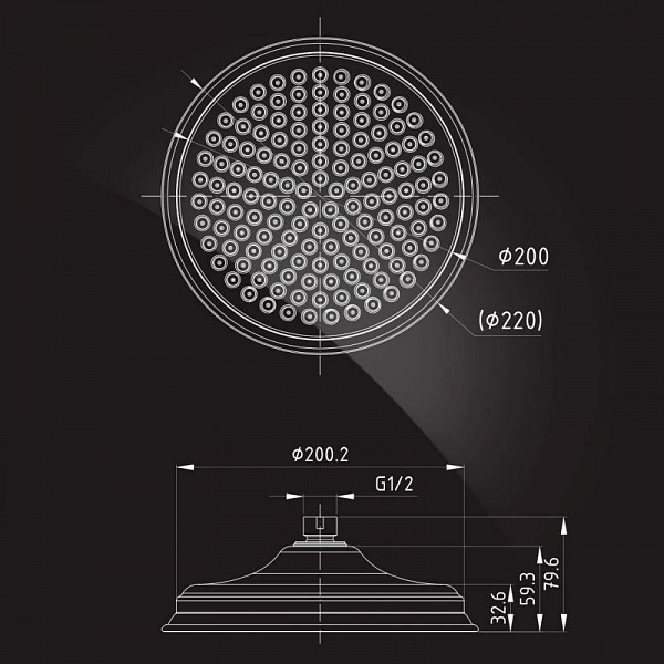 Верхняя душевая насадка Elghansa Shower Head CD-220-Gold