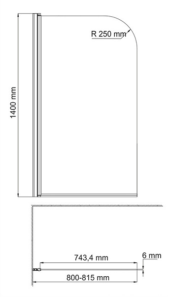 Стеклянная шторка на ванну WasserKraft Leine 35P01-80 