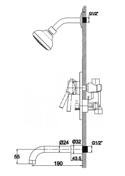 Душевая система со смесителем Haiba HB80297-2