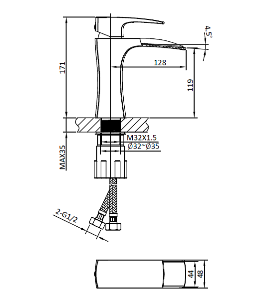 Смеситель для раковины AltroBagno Cascata 0111 BiCr
