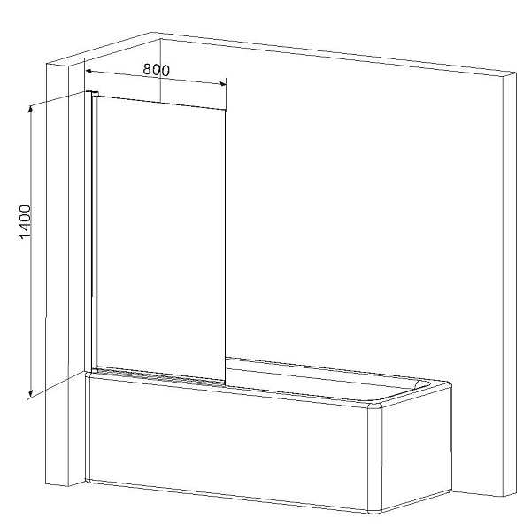 Стеклянная шторка на ванну AM.PM Gem W90BS-D080-140CT