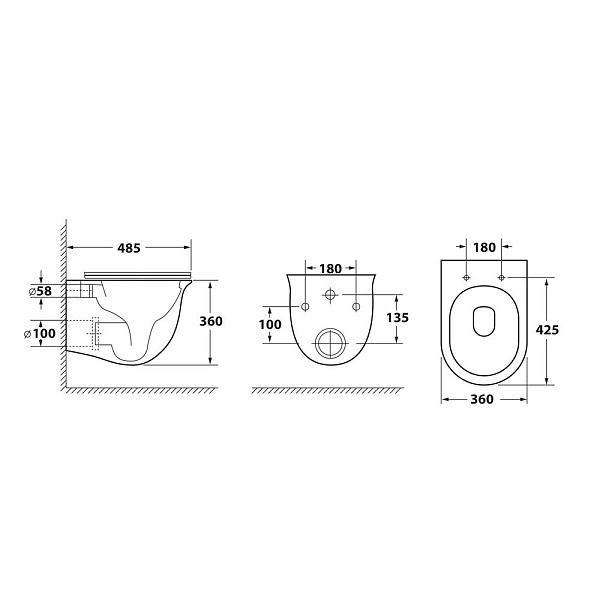Унитаз подвесной безободковый OWL Eter Cirkel-H с сиденьем DP микролифт