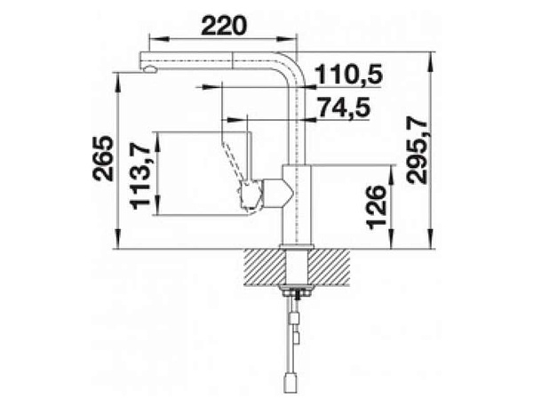 Смеситель для кухни Blanco Lanora-S с выдвижным шлангом (нержавеющая сталь)