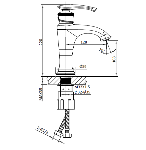 Смеситель для раковины AltroBagno Beatrice 0113 BrNe