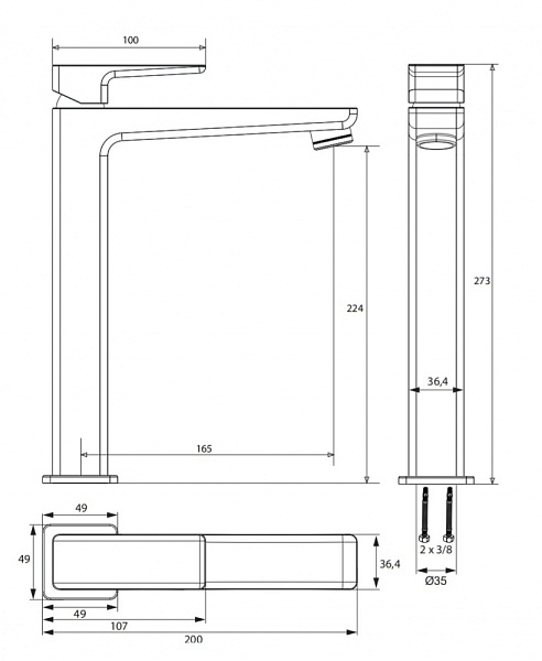 Смеситель для раковины Omnires Parma PM7412BL черный