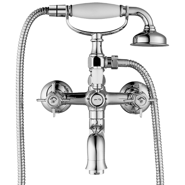 Смеситель Elghansa PRAKTIC CHROME 2322660 для ванны двухвентильный с душевым комплектом, хром
