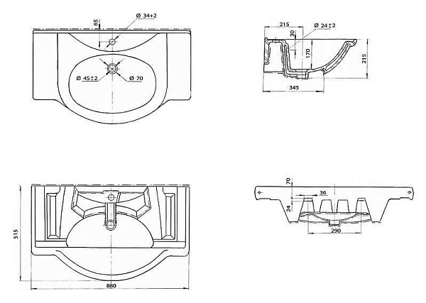 Тумба с раковиной Bellezza "Мари 85" белая/бежевая