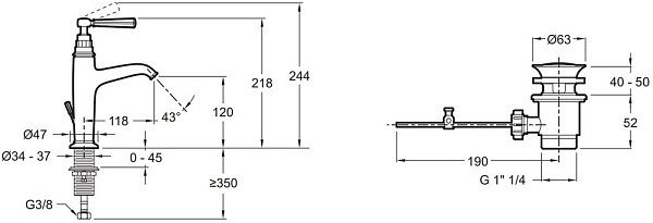 Смеситель для раковины Jacob Delafon Cleo1889 E24307-CP