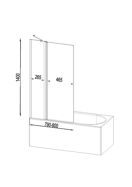 Стеклянная шторка на ванну AM.PM Gem W90BS-D3W5-140CT