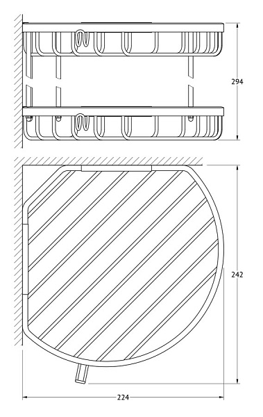 Полка-решетка с крючками угловая 2-х ярусная FBS Ryna RYN 026