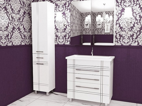 Тумба с раковиной Stella "Опера 80" патина серебро