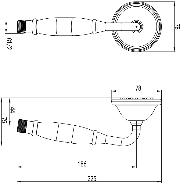 Душевая лейка Lemark LM8007B 1-функциональная, бронза