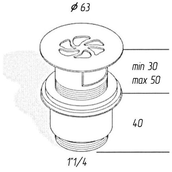 Донный клапан с переливом Migliore Ricambi ML.RIC-10.124.CR