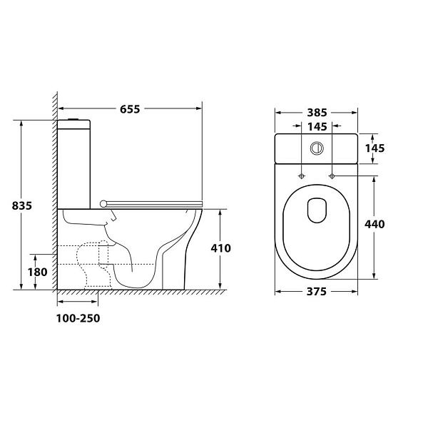 Унитаз компакт напольный безободковый OWL Eter Cirkel-G с сиденьем DP микролифт