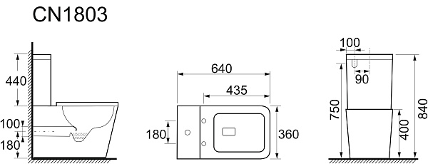 Унитаз-компакт напольный Ceramica Nova Cubic CN1803 + крышка