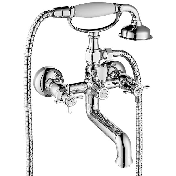 Смеситель Elghansa PRAKTIC CHROME 2322660 для ванны двухвентильный с душевым комплектом, хром