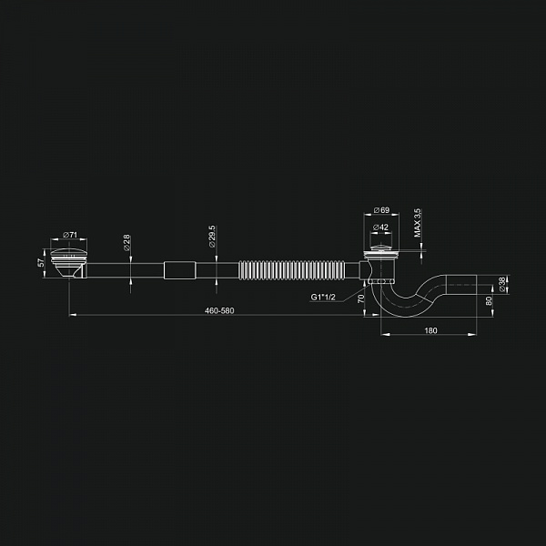Слив-перелив для ванны с коленом Elghansa Wasty Systems WBT-315