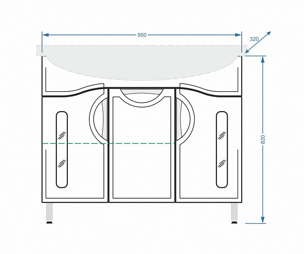 Тумба с раковиной напольная Stella "Сильва 100" белая