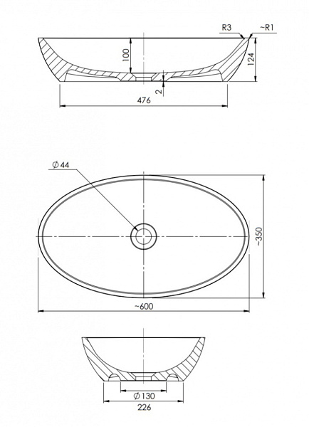 Раковина Omnires Siena SIENALUNBP 60x35 см белый глянец