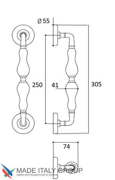 Ручка скоба Venezia "LUCRECIA" 305мм (250мм) D3
