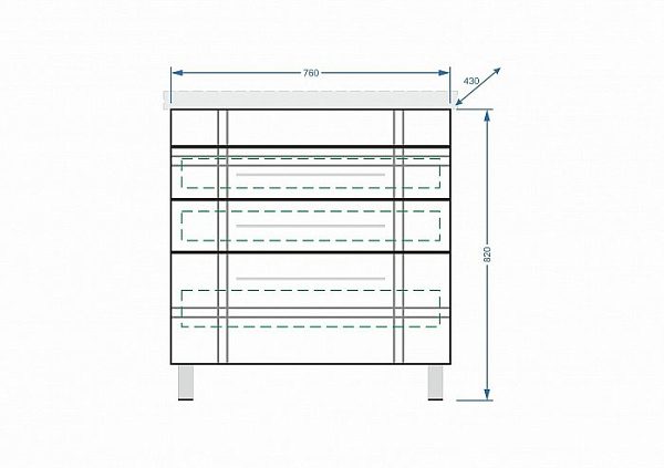 Тумба с раковиной Stella "Опера 80" патина серебро