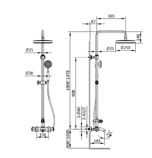 Душевая система с термостатом AltroBagno Beatrice 030406 Cr