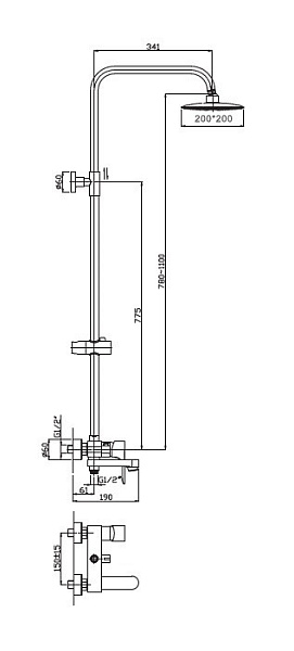Душевая система со смесителем Haiba HB2401