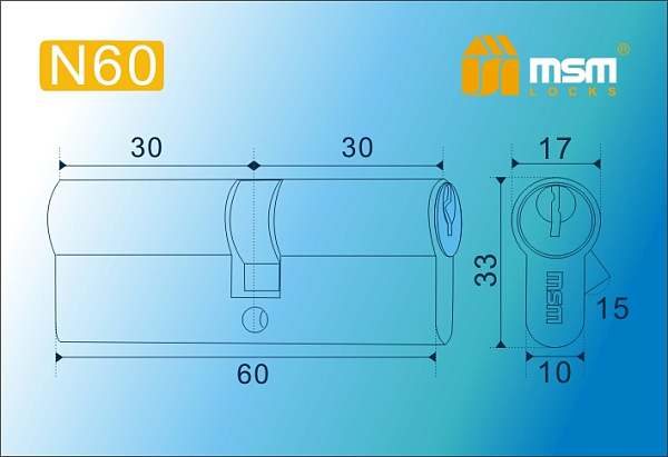 Цилиндровый механизм простой MSM ключ-ключ N60mm AC медь