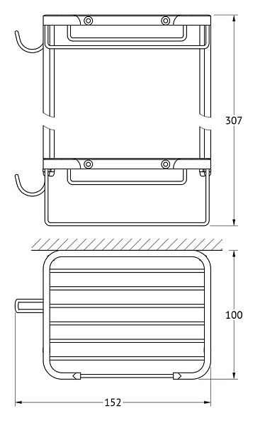 Полка-решетка с крючками угловая 2-х ярусная FBS Ryna RYN 017