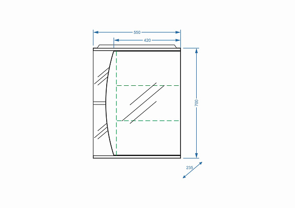 Зеркало-шкаф Stella "Лана 55/С" R белый