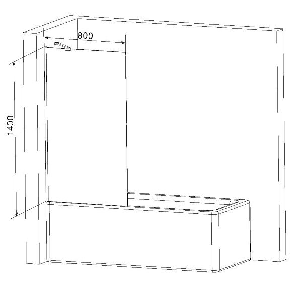 Стеклянная шторка на ванну AM.PM Gem W90BS-080-140CM