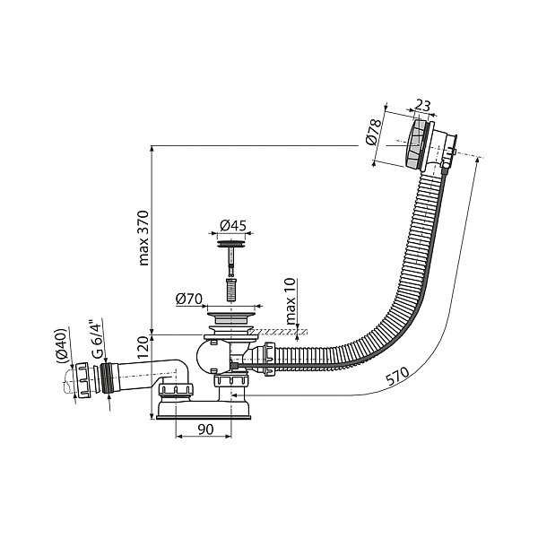 Слив-перелив AlcaPlast AG210125160