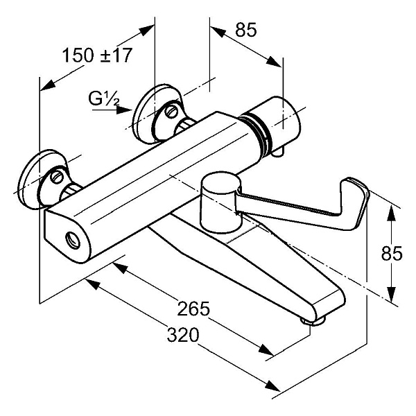 Смеситель для ванны с душем Kludi Medi Care 350850564