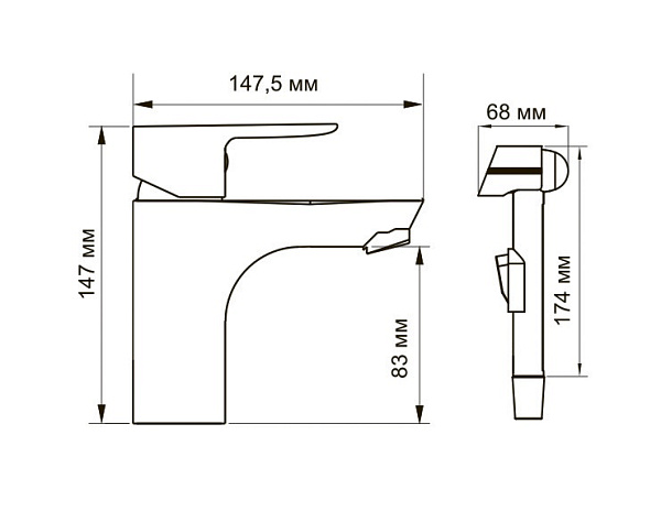 Смеситель для раковины с гигиеническим душем WasserKraft Leine 3508