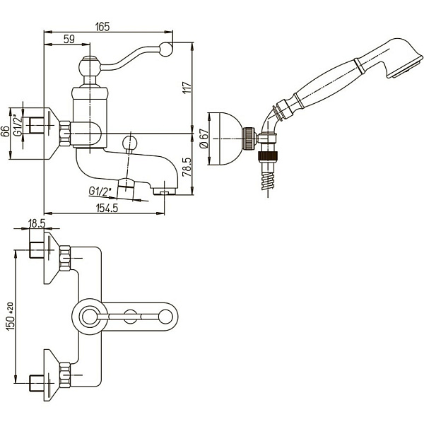 Смеситель для ванны Paini Duomo 88OP105 золото