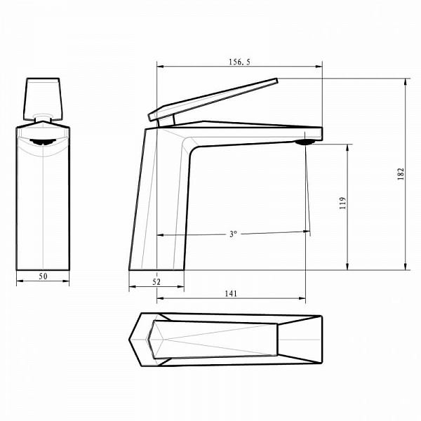 Смеситель для раковины Boheme Venturo 371-b черный  хром