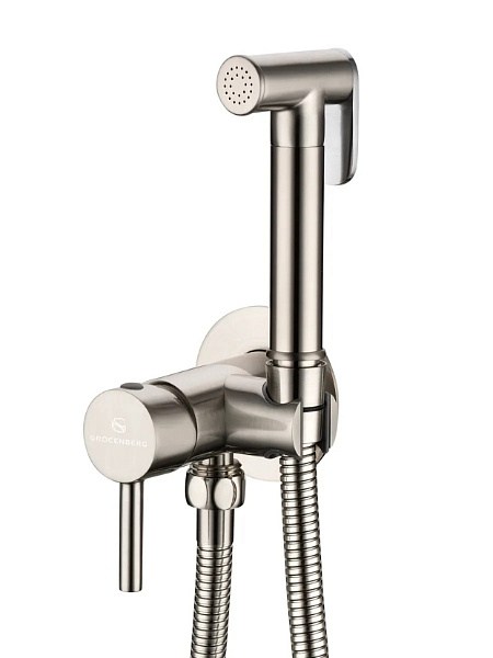 Смеситель встраиваемый с гигиеническим душем Grohenberg GB001NK Никель