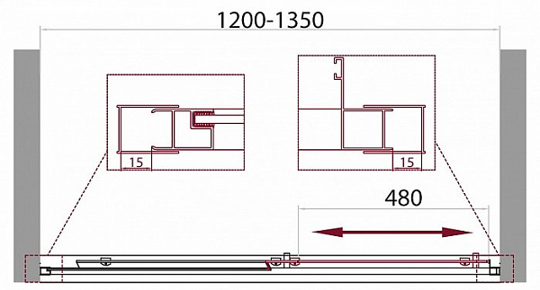 Душевая дверь в нишу BelBagno UNIQUE-BF-1-120/135-P-Cr