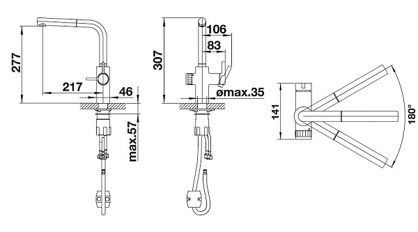 Смеситель для кухни Blanco Evol-S Volume (рычаг управления справа)