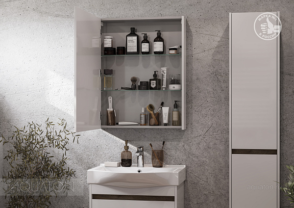 Зеркало-шкаф Aquaton "Нортон 65" белый глянец