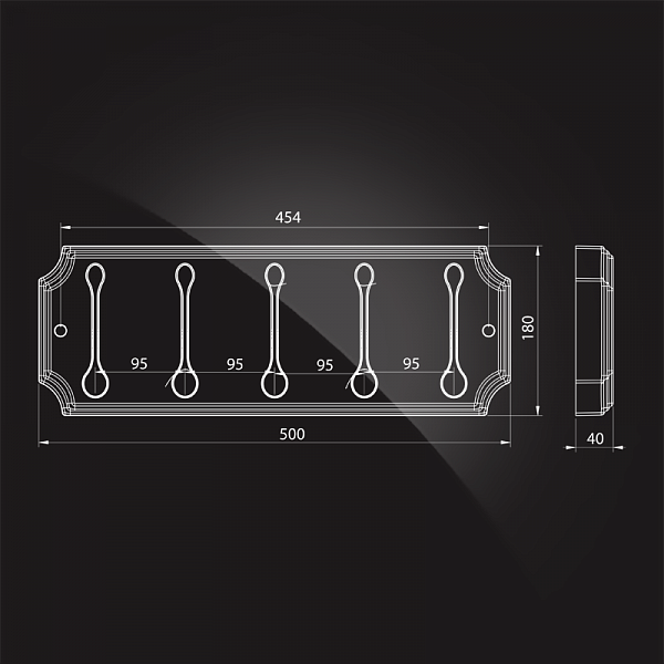 Планка с 5-ю крючками Elghansa Hermitage HRM-670-Black/Chrome
