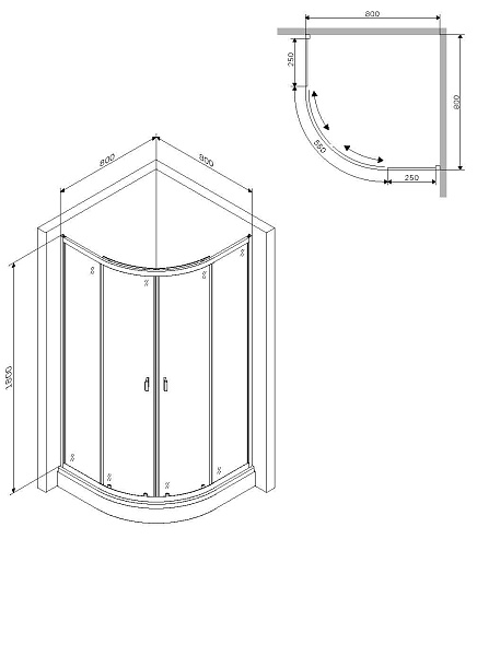 Душевой уголок AM.PM X-Joy W88G-205-080MT 80x80