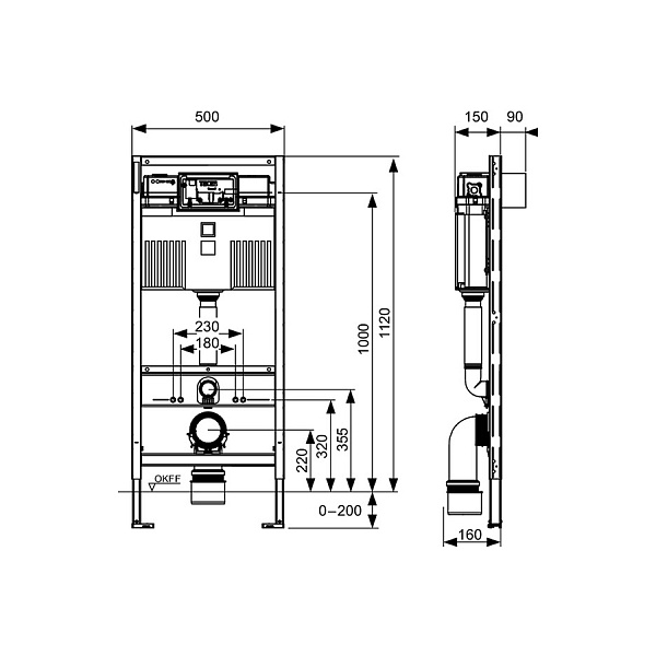 Инсталляция для унитаза TECE Base h1120м