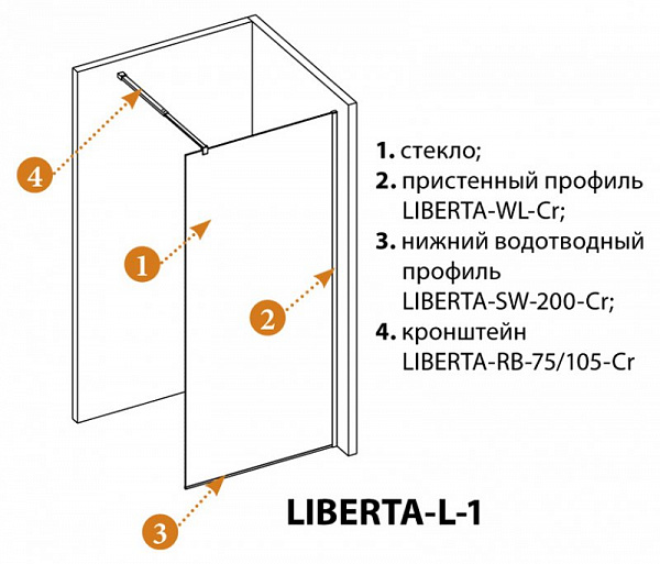 Душевая перегородка Cezares LIBERTA-L-1-100-GR-NERO