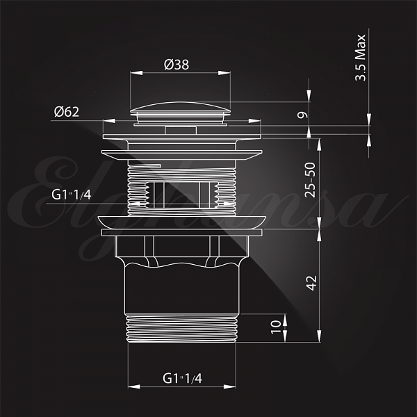 Донный клапан с переливом Elghansa Waste Systems WBT-221