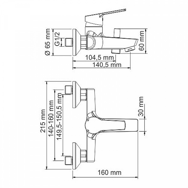 Смеситель для ванны с душем WasserKraft Rhin 4401