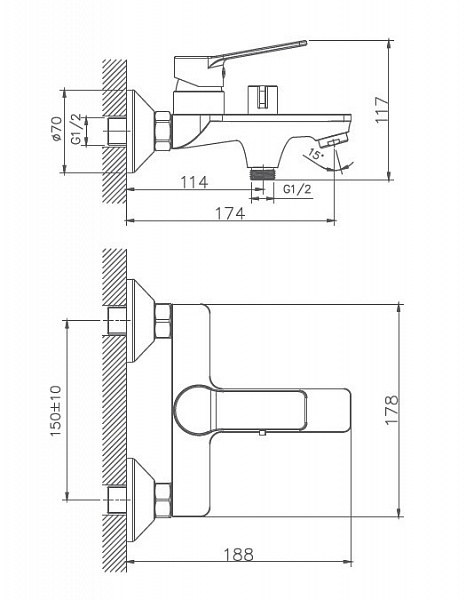 Смеситель для ванны Haiba HB60559