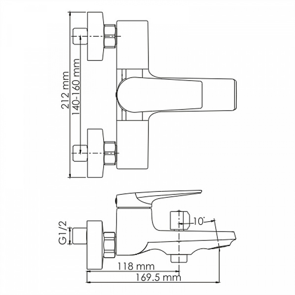 Смеситель для ванны с душем WasserKraft Glan 6601