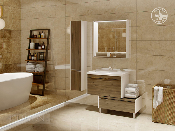 Шкаф-пенал подвесной Aquaton "Капри" L таксония темная